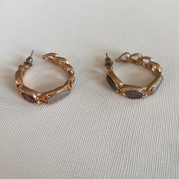 Gold hoops with stones - Picture 2 of 2